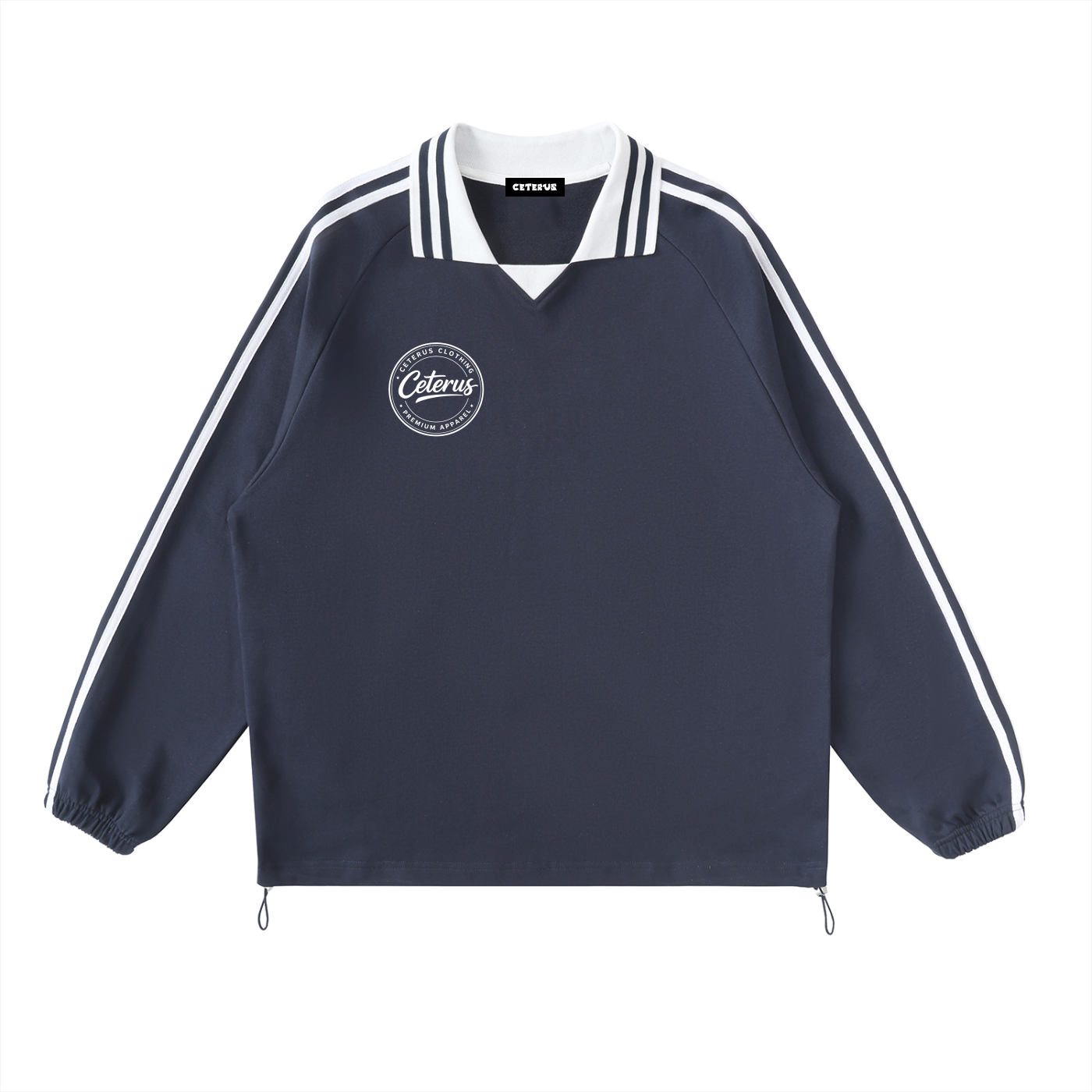 Ceterus striped Lapel Collar Sweatshirt