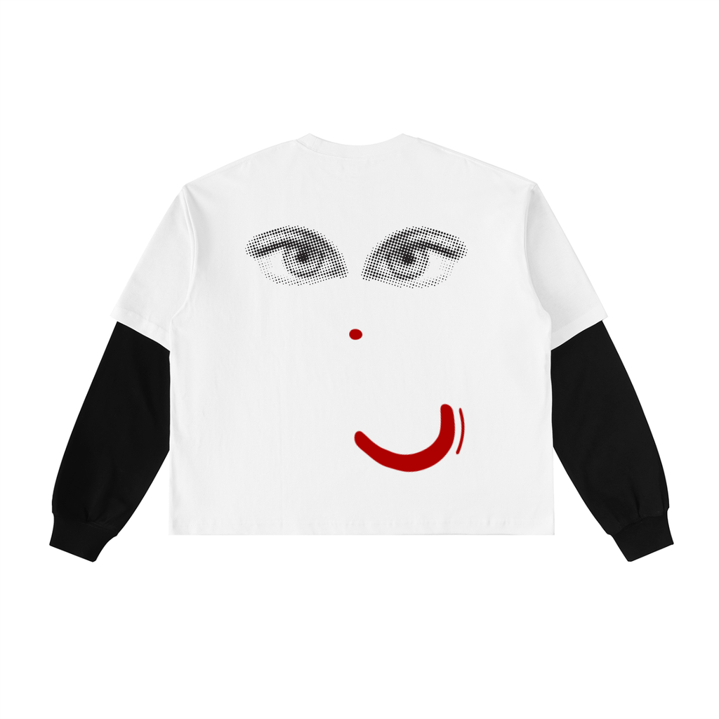 Layered Contrast Sleeve Cotton T-Shirt