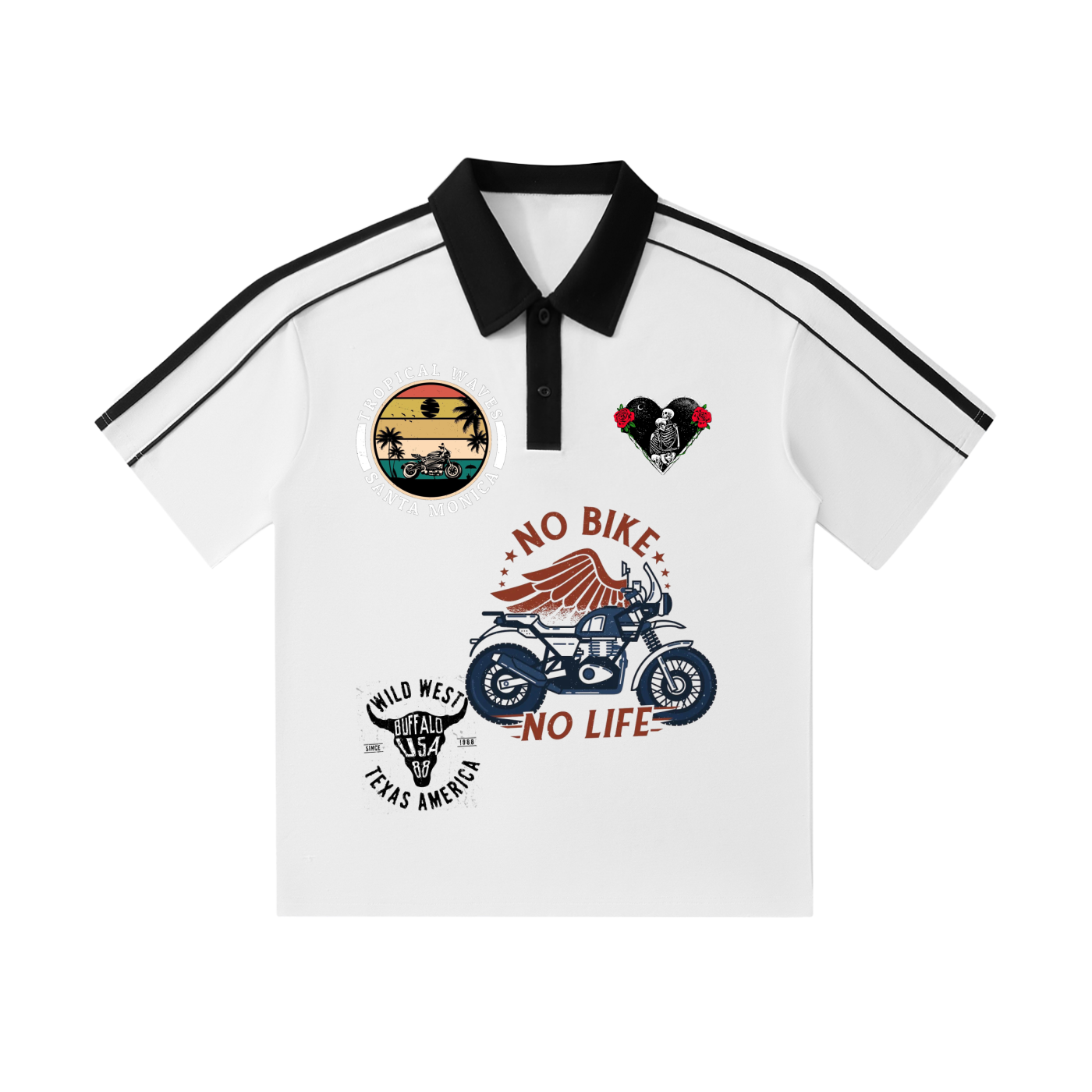 Contrast Collar Short-Sleeve Polo Shirt