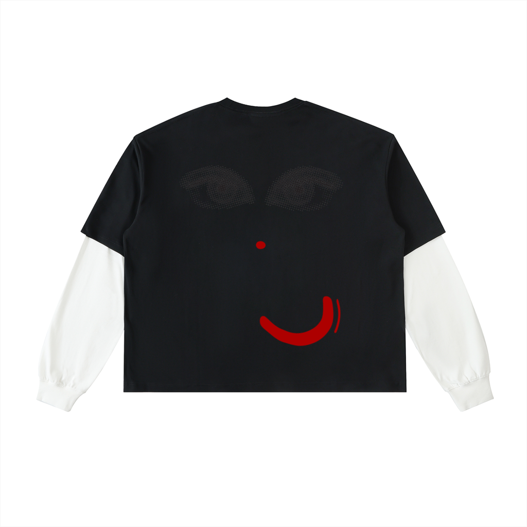 Layered Contrast Sleeve Cotton T-Shirt