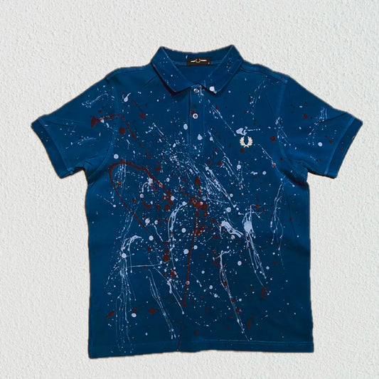 Reworked Fred Perry White and Red Splatter Polo