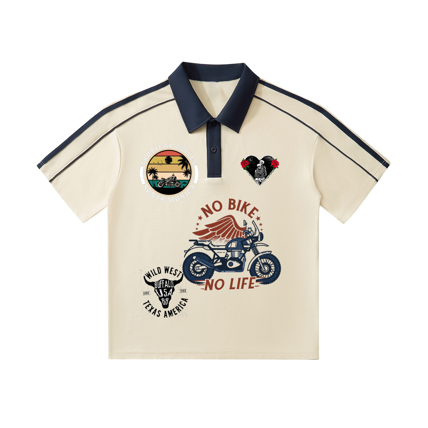 Contrast Collar Short-Sleeve Polo Shirt