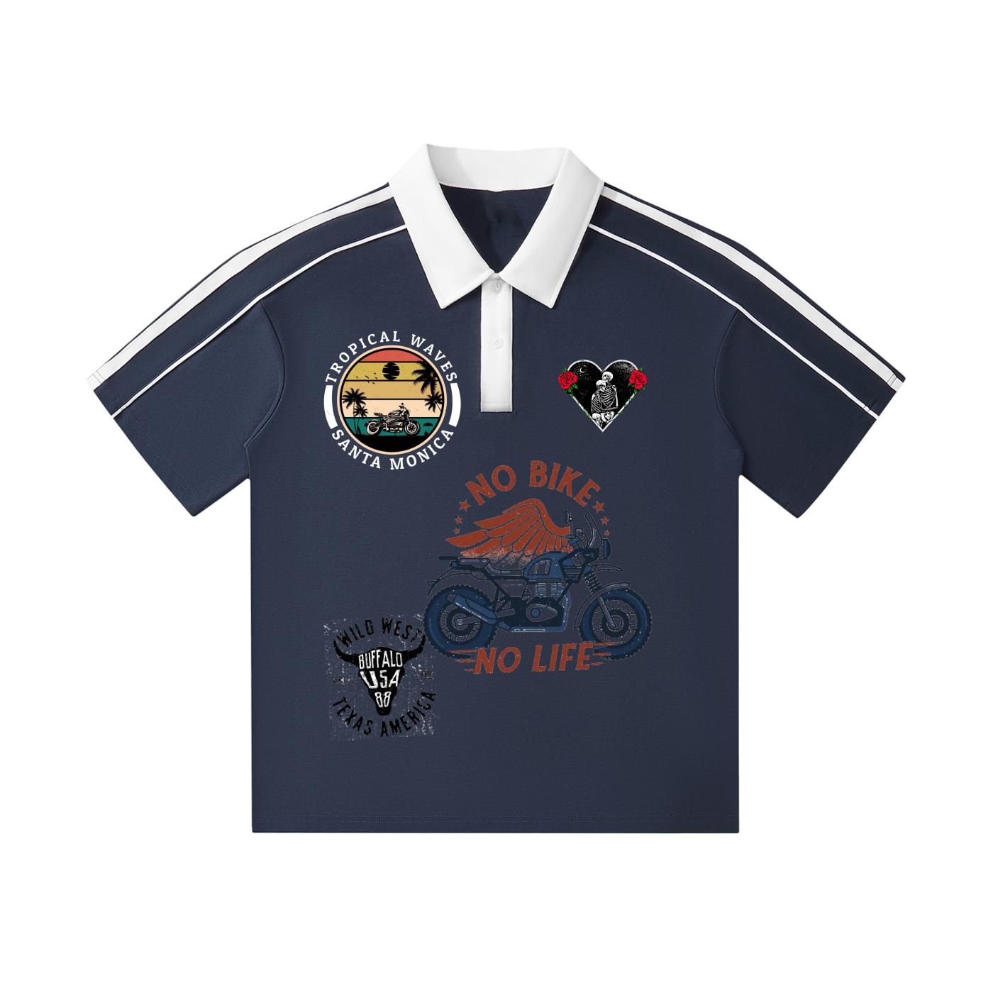 Contrast Collar Short-Sleeve Polo Shirt